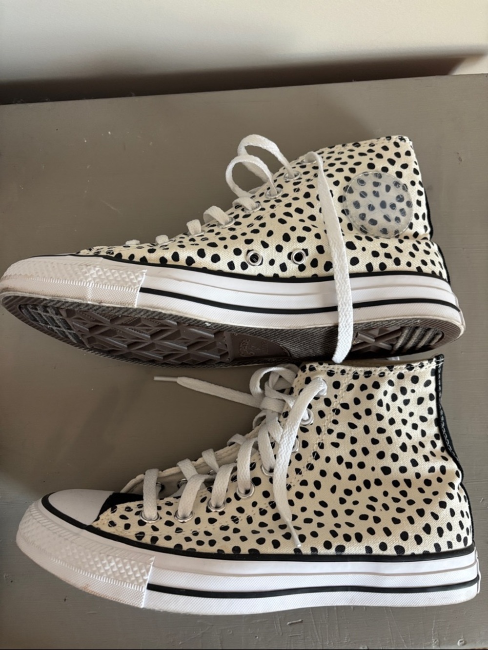 Converse Dalmatian-Spot High Top Sneakers - Black & Cream Size 9 Worn Once - Picture 3 of 4